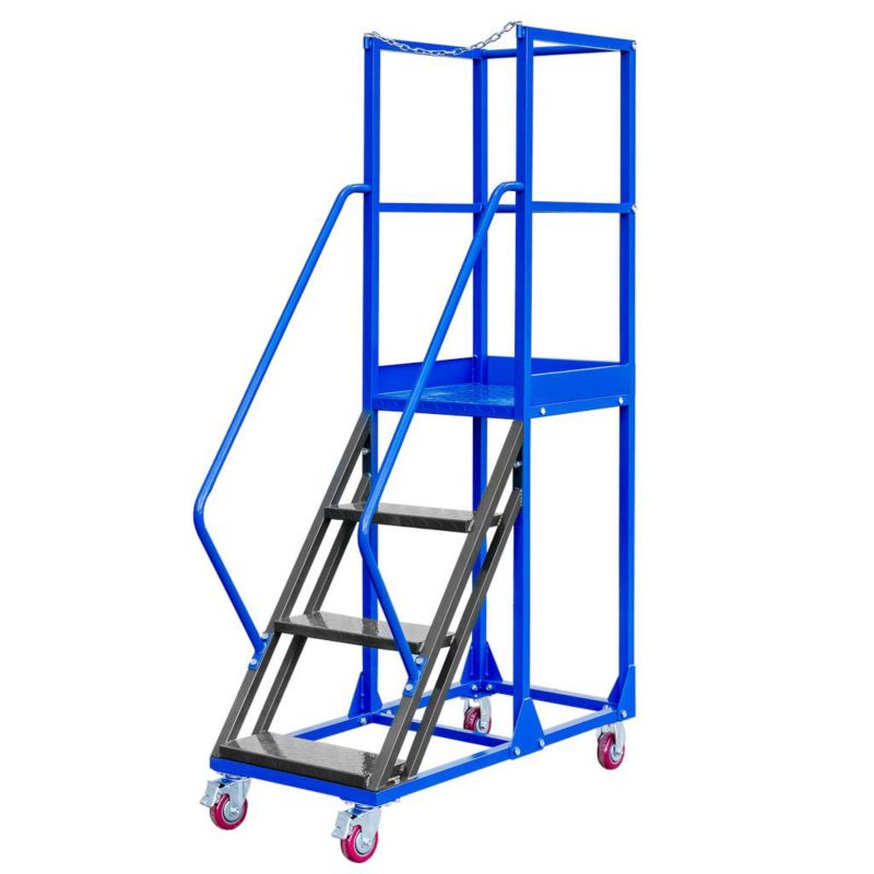 Drabina Mega-M magazynowa STANDARD podest jezdny z platformą 100 cm 4 stopnie + podest 1szt.