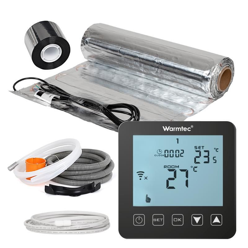 Mata grzewcza grzejna pod panele Warmtec 8m² 150W/m² WiFi zestaw czarny regulator AL-80/PRT-01 1szt.