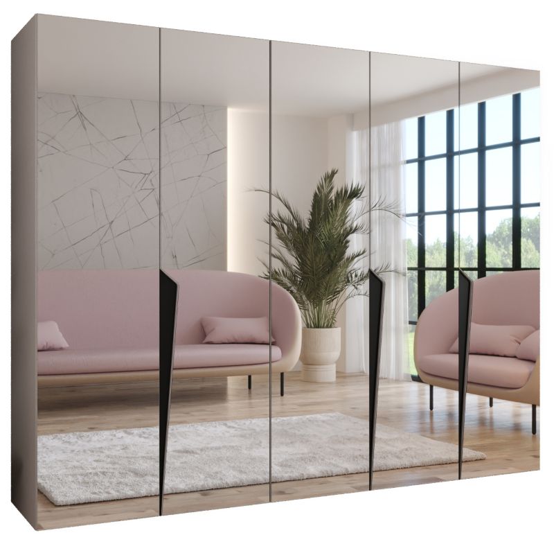 Szafa uchylna z lustrem otwierana Abiks PIANO 3 250 wys 202 cm Kaszmir + Czarny 1 szt