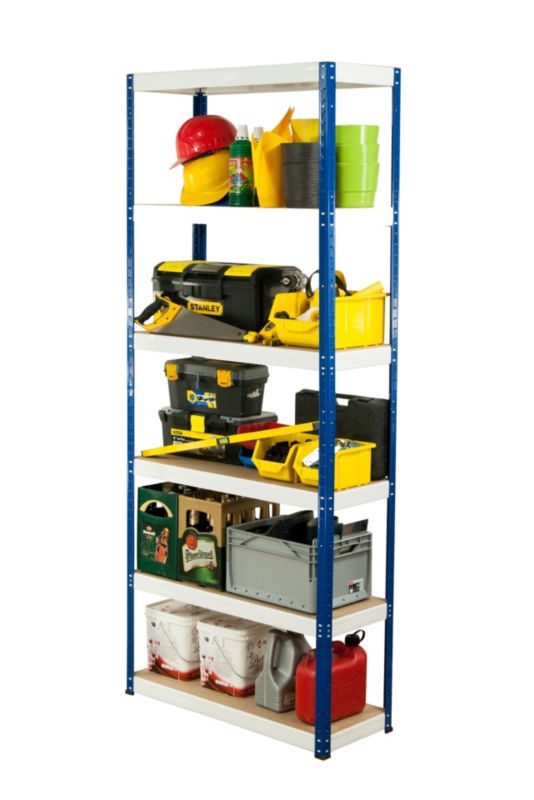 Regał metalowy MODO24 magazynowy niebiesko-biały helios 213x75x50cm 6 półek po 275 kg 1 szt.