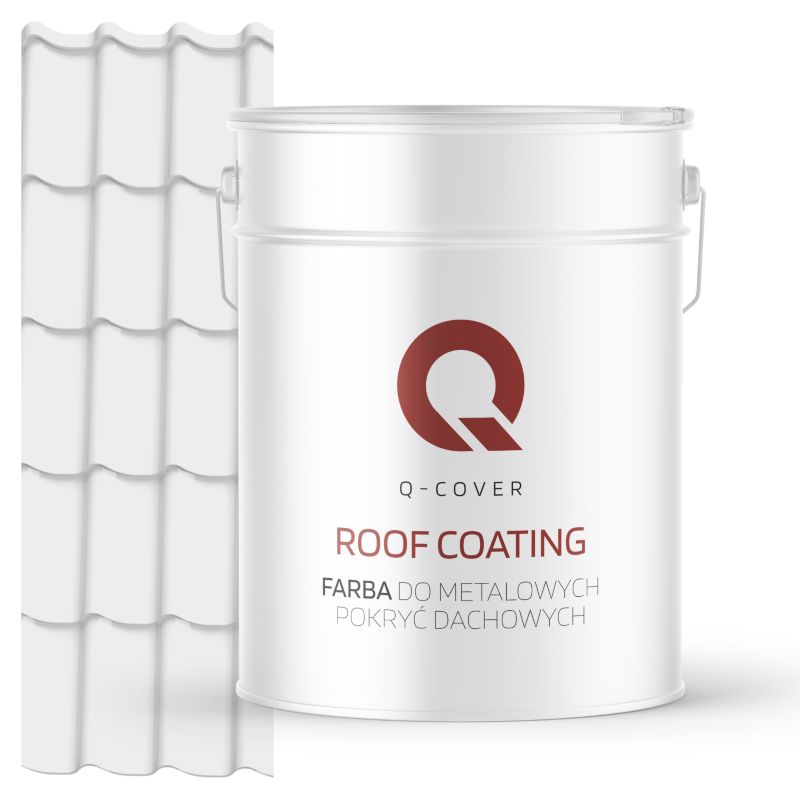 Farba do Metalowych Pokryć Dachowych Q-Cover Biały drogowy RAL9016 Wysoki Połysk 10L
