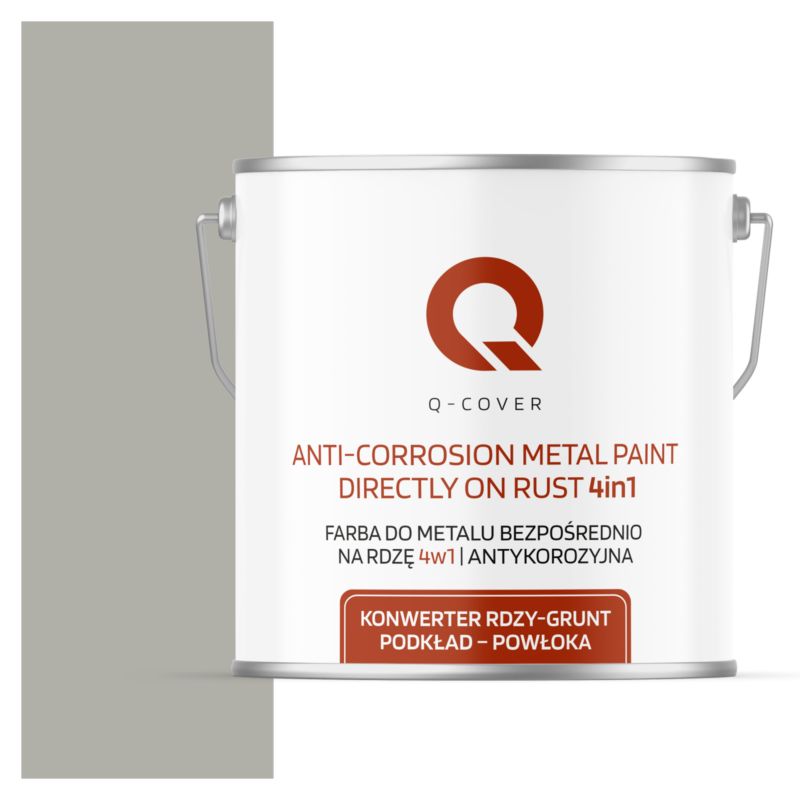 Farba do Metalu Prosto na Rdzę 4w1 Q-Cover Szary agatowy RAL7038 Mat 5L