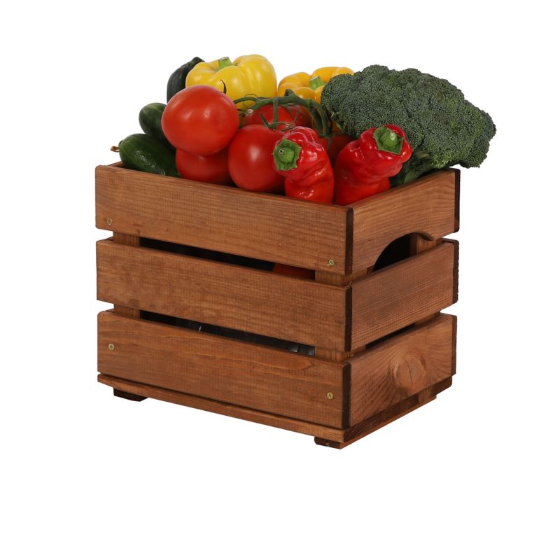 Skrzynka drewniana MODO24 z uchwytami na owoce i warzywa 30 x 20 cm brązowa 1 szt.