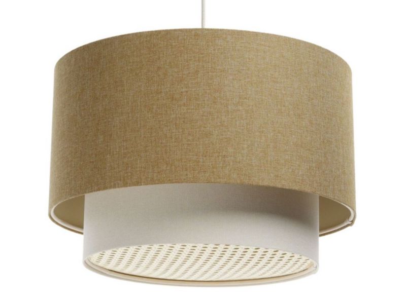 Lampa Bps Koncept wisząca ERUTAN DOUBLE RATTAN 50 żółta/kremowa 1 szt