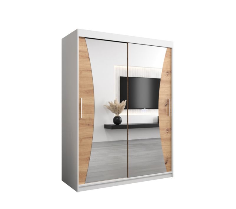 Szafa przesuwna Garderoba Abiks MONACO 150 biały mat + dąb artisan 1 szt.