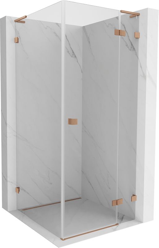 Kabina prysznicowa uchylna Mexen Lunar L miedź szczotkowana transparent 1 szt.