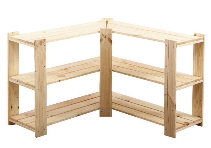 Regał narożny drewniany MODO24 ażurowy sosnowy 64 cm 1 szt.