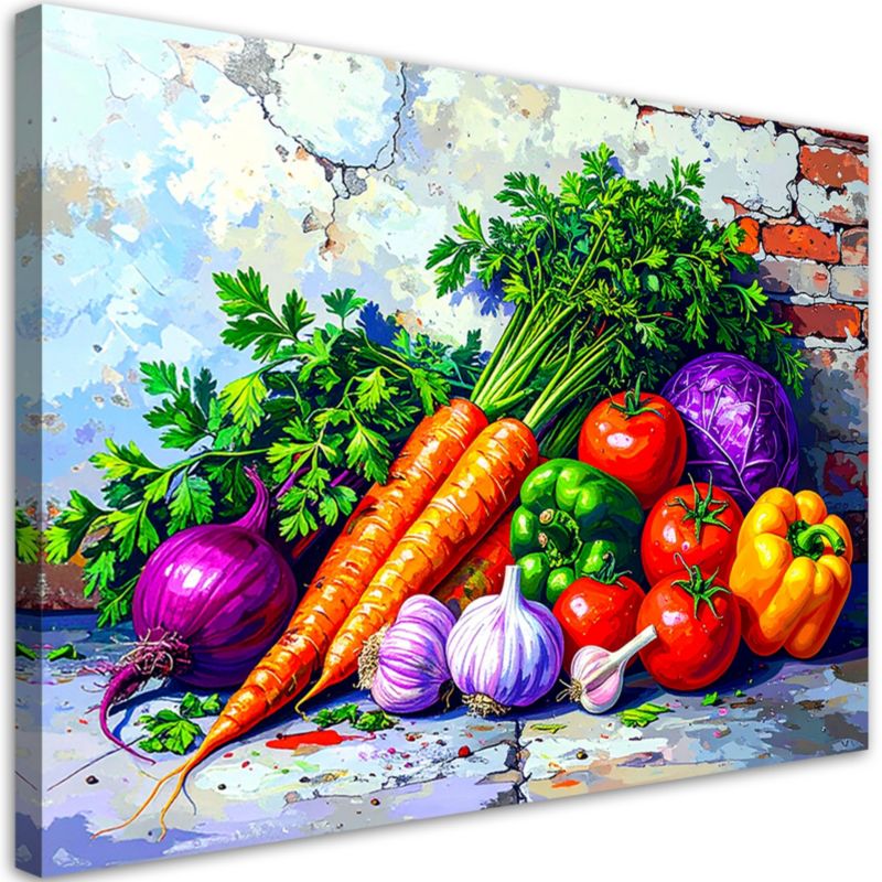 Obraz do kuchni jadalni Feeby Kolorowe Warzywa Rośliny 120x80cm 1szt