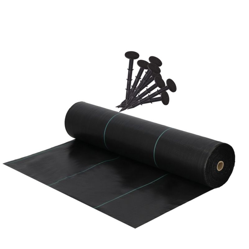 Agrotkanina antychwastowa 70g 0,8x50 m gruba + kotwy mocujące 50 szt. 1 kpl.