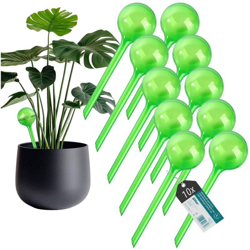 Nawadniacz, Sillar, kule nawadniające, do podlewania roślin, kwiatów, rozmiar L, 24cm, 250ml, zielony, 10szt