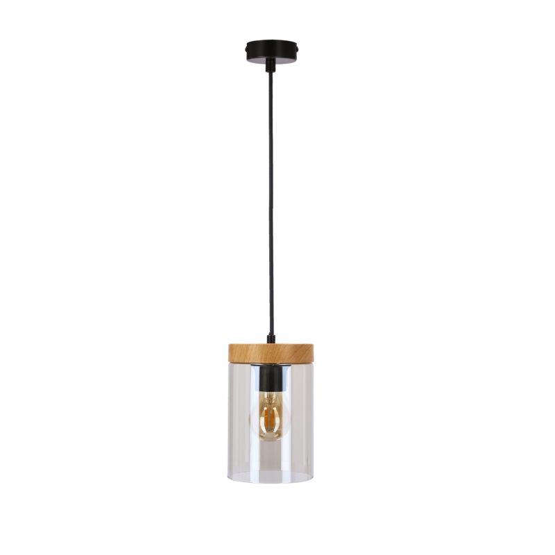Lampa wisząca Candellux Lighting Wels 1 X E27 czarna/drewno