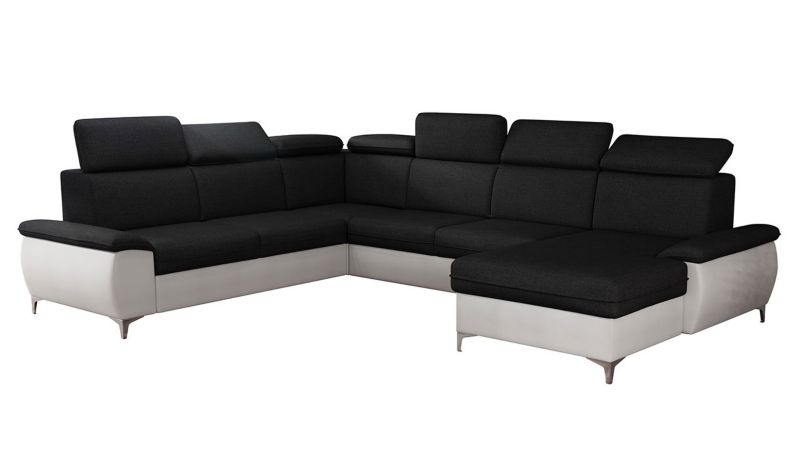 Narożnik z funkcją spania MIRJAN 24 Magic D prawy biała ekoskóra + czarny 1 szt.