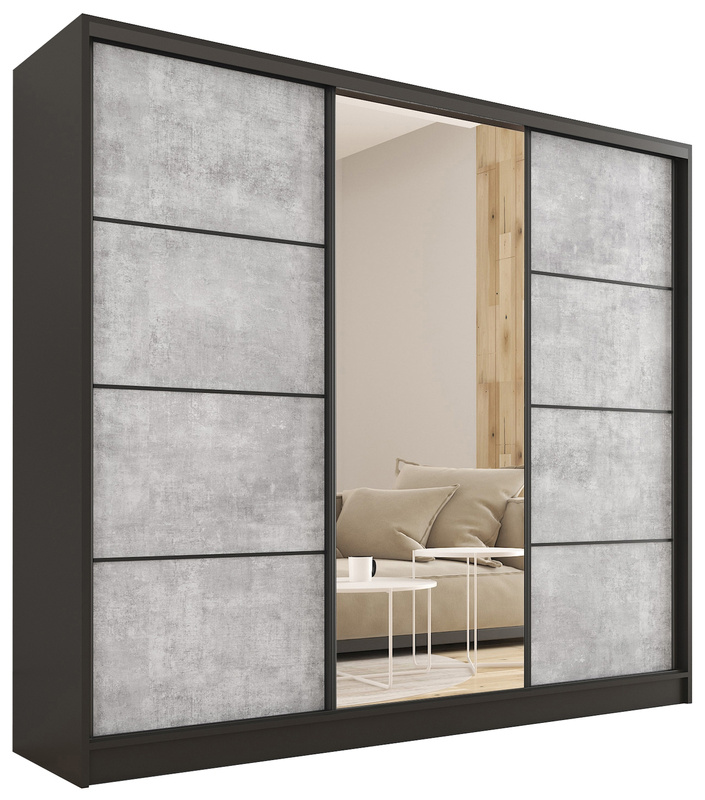 Szafa do przedpokoju 200 cm LOFT beton mat czarny