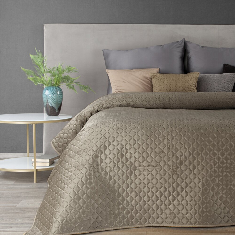 Narzuta 170x210 cm DOLCE ciemnobeżowa dwustronna z geometryczny wzór