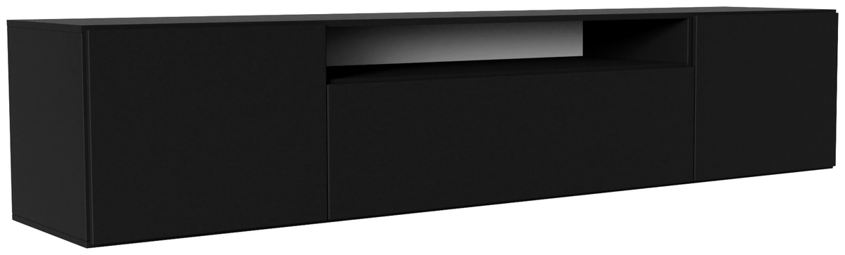 Czarna szafka RTV wisząca 200 cm nowoczesna LANTOS do salonu