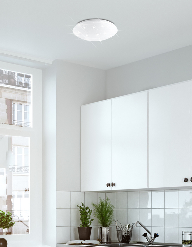 Biały plafon LED gwiezdne niebo 33 cm do salonu MAGNUS 4000K