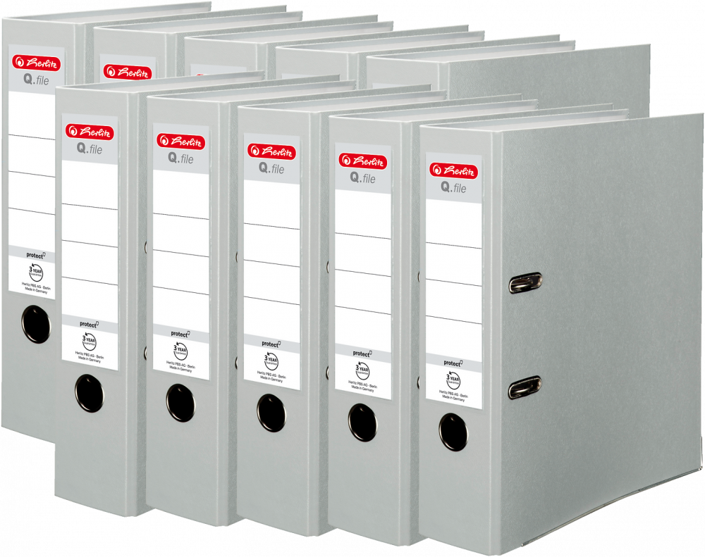 10x Segregator A4 Herlitz Q.file, 80mm, szary