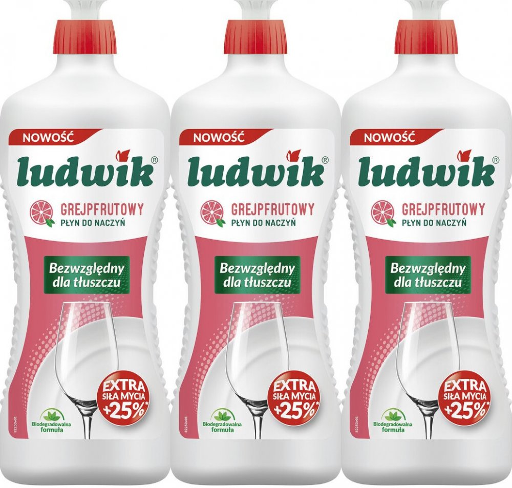 3x Płyn do naczyń Ludwik, grejpfrutowy, 900g