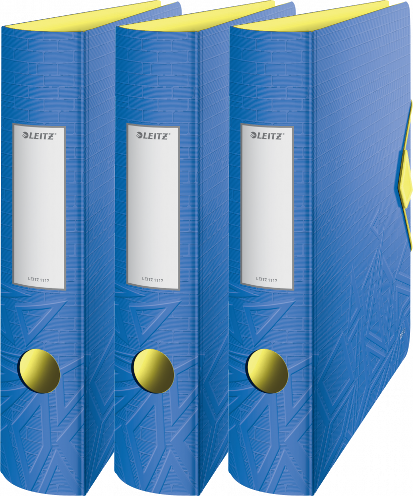 3x Segregator A4 Leitz 180° Active Urban Chic, 65mm, do 350 kartek, niebieski