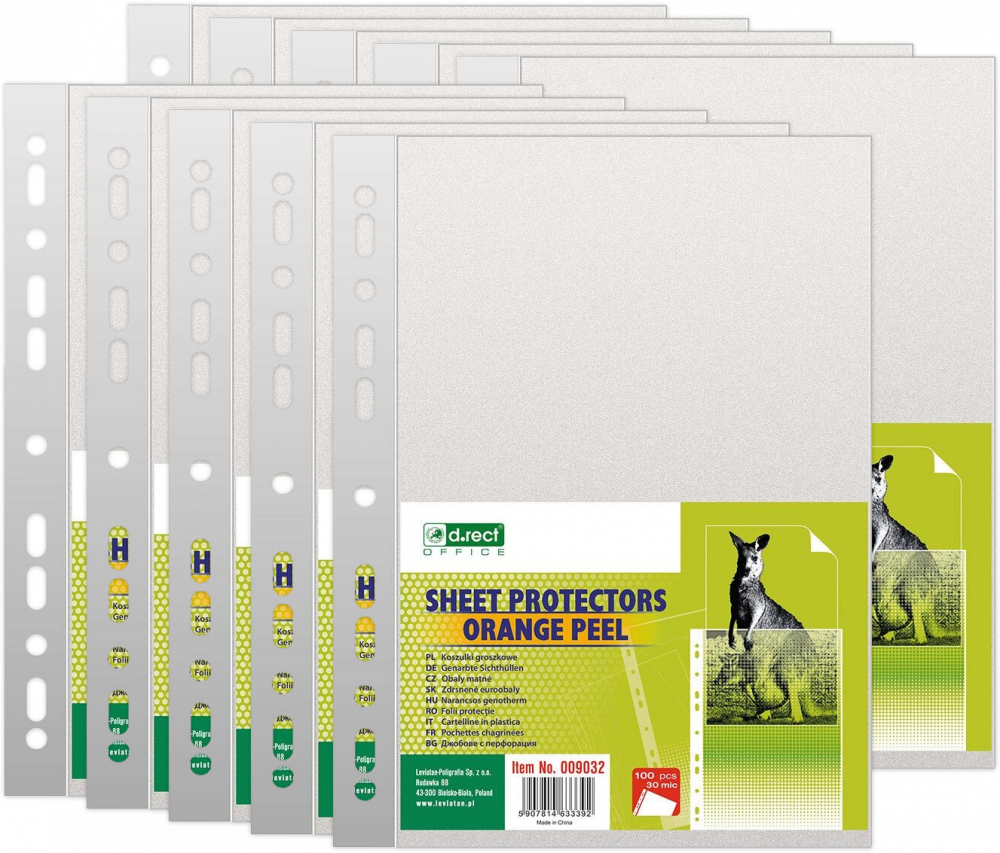 10x koszulki groszkowe D.Rect, A4, 30μm, 100 sztuk, transparentny