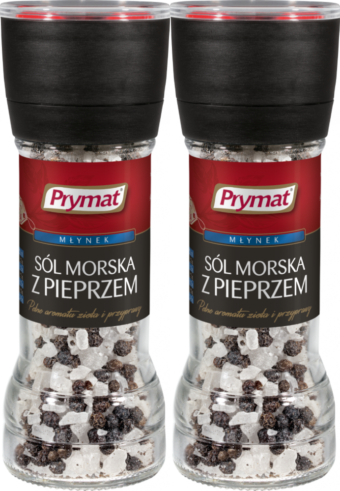 2x Sól morska z pieprzem Prymat, w młynku, 80g