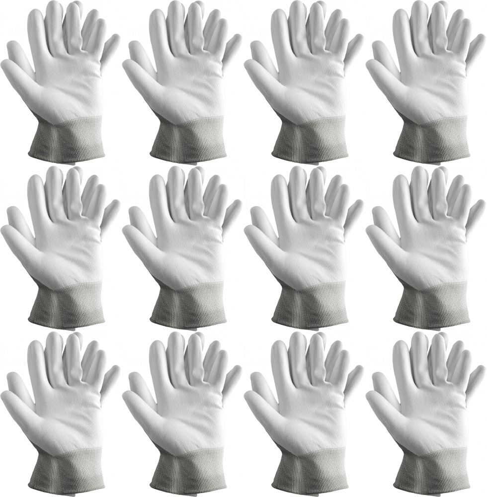 12x Rękawice robocze Reis, Rtepo WW, powlekane, rozmiar 7, biały