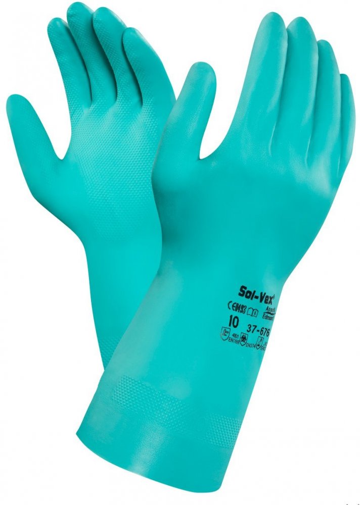 Rękawiczki nitrylowe Ansell Solvex 37-675, rozmiar 10, zielony
