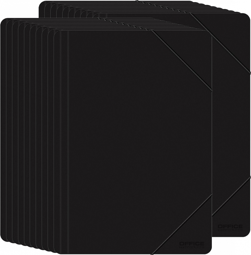20x Teczka plastikowa z gumką Office Products, A4, 3-skrzydłowa, 500μm, czarny