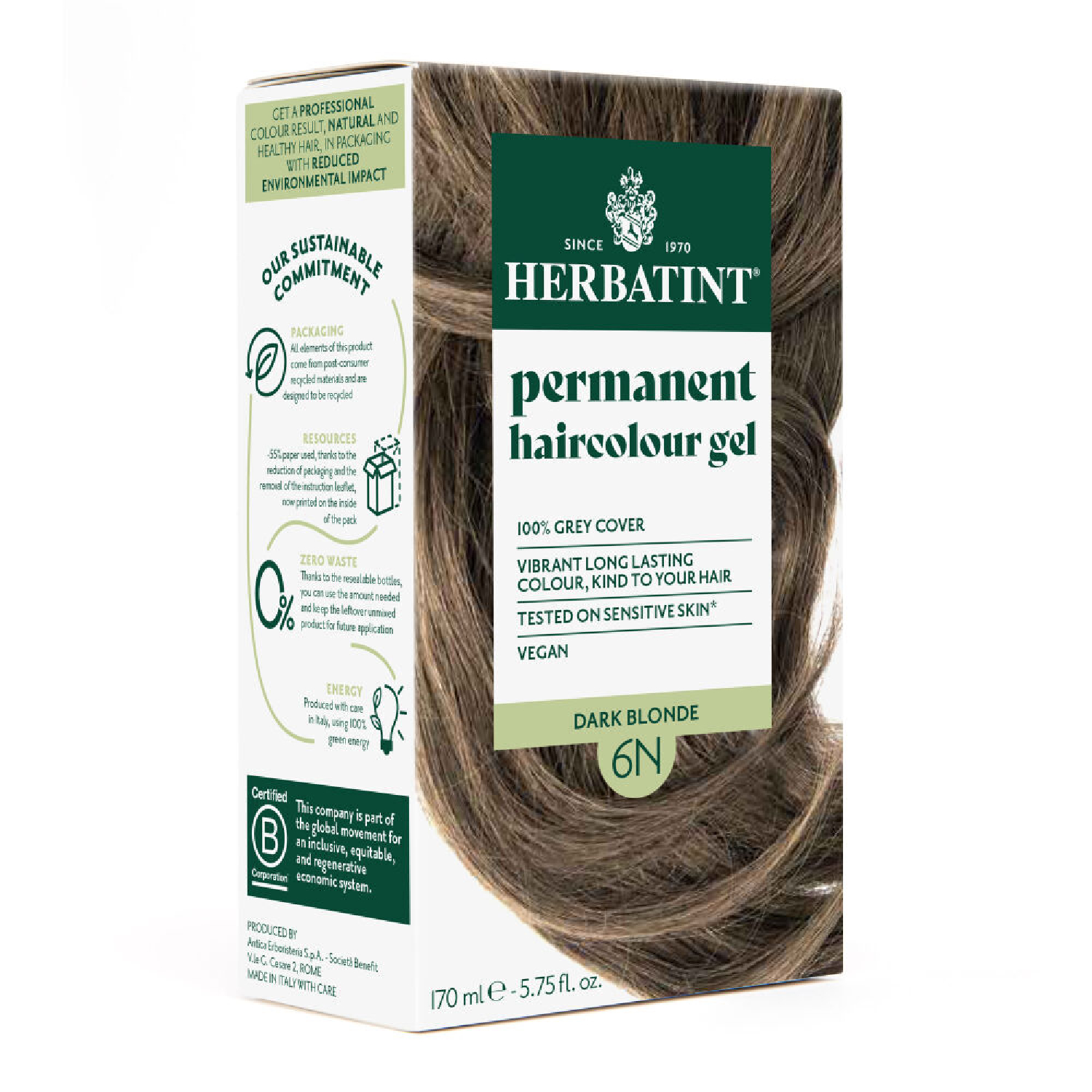 Herbatint - farba do włosów 6n, ciemny blond, 170 ml