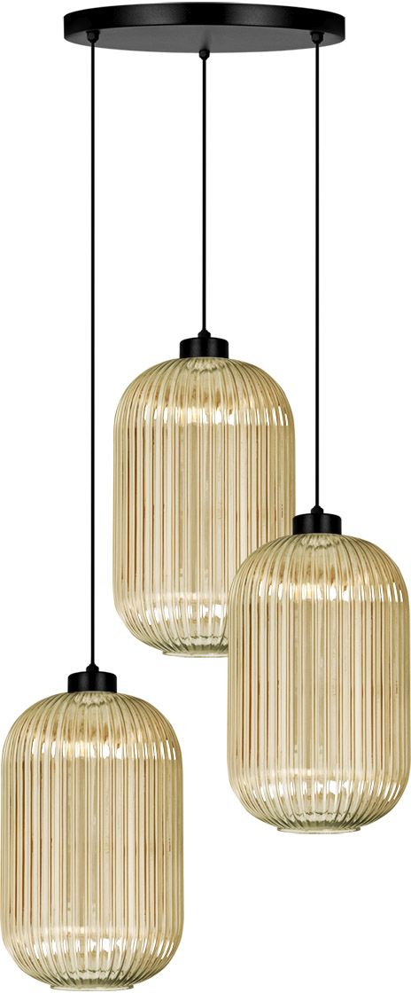 Kaja Fadiga lampa wisząca 3x15 W czarna-bursztynowa K-5746