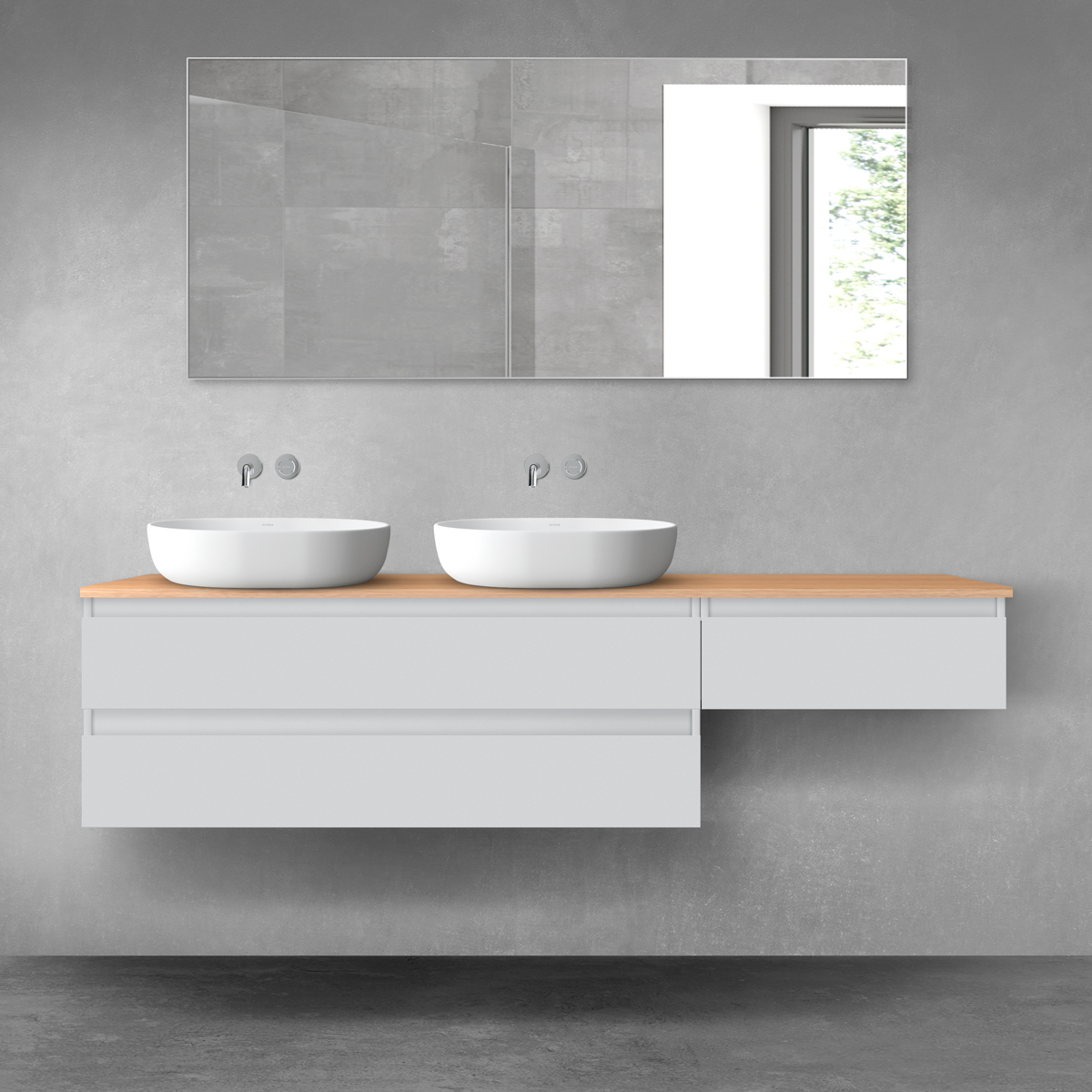 Oltens Vernal zestaw mebli łazienkowych 180 cm z blatem szary mat/dąb 68600700 - Wysyłka w 24h