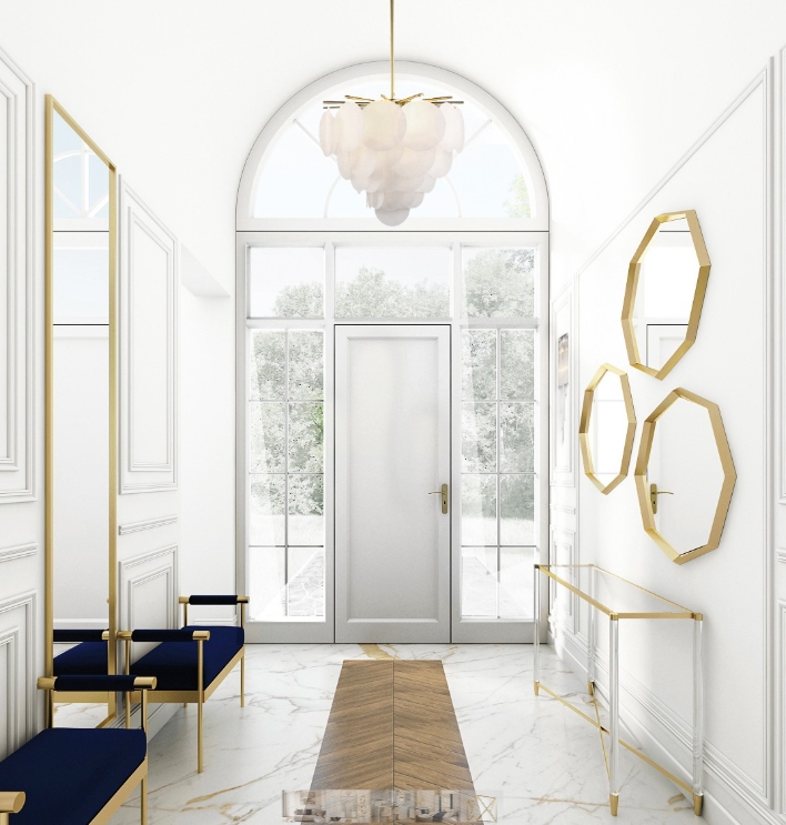 CosmoLight Tromso lampa podsufitowa 4x40W mosiądz/biały P04094BR