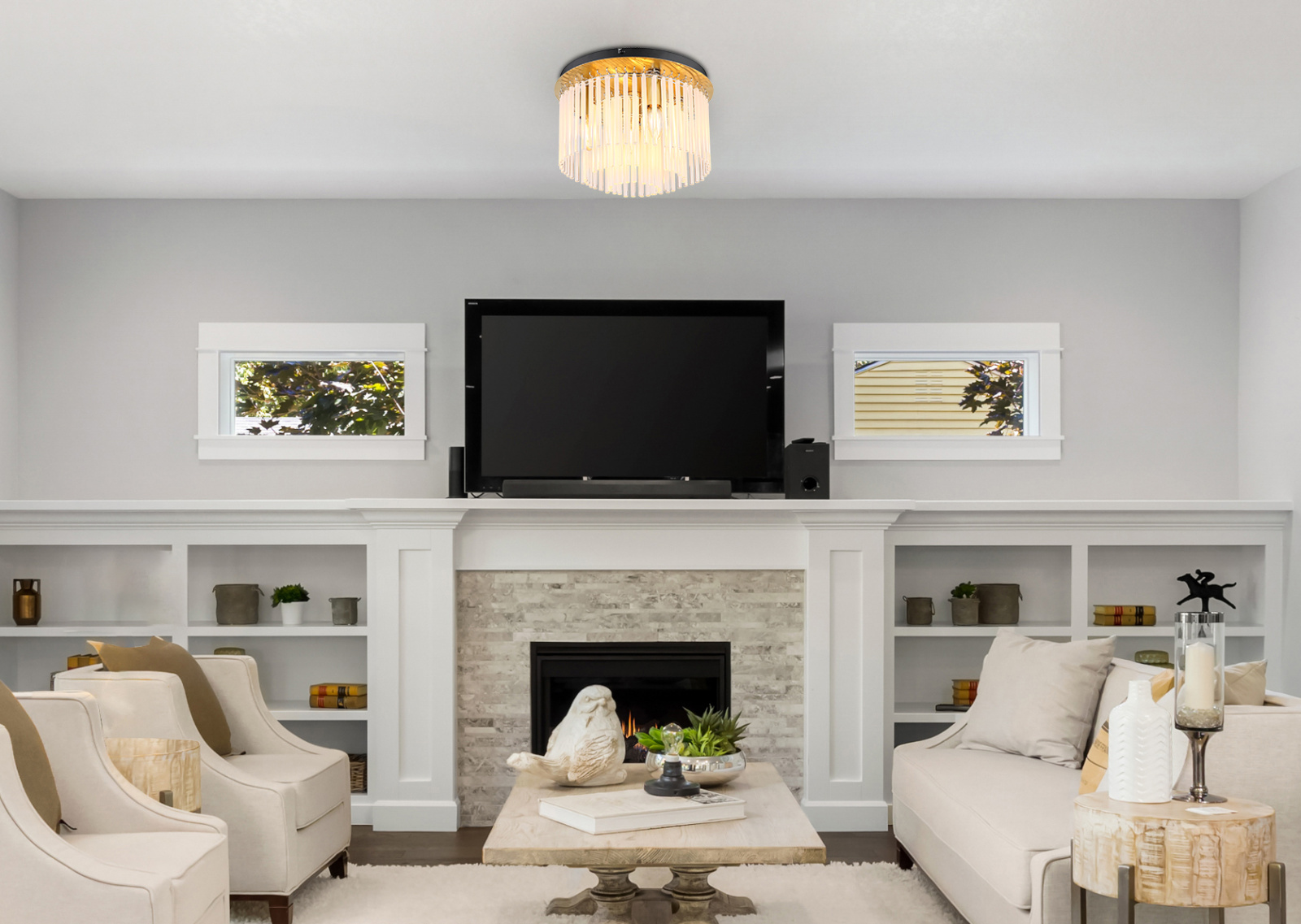 Globo Lighting Gorley lampa podsufitowa 5x40 W biała/przezroczysta/złota 15698DM