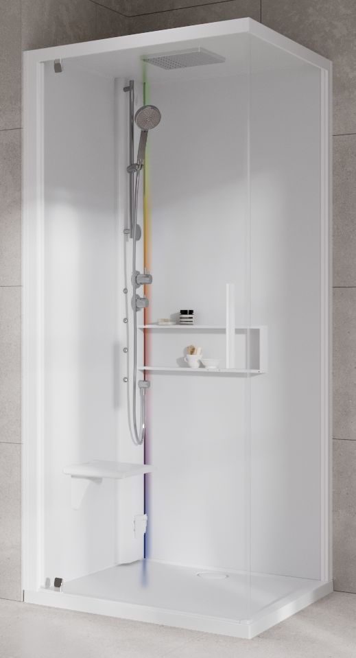 Novellini Glax 2 2.0 G+F kabina z hydromasażem 80 cm kwadratowa lewa parowa z brodzikiem total biała G22GF89SM5-1UU