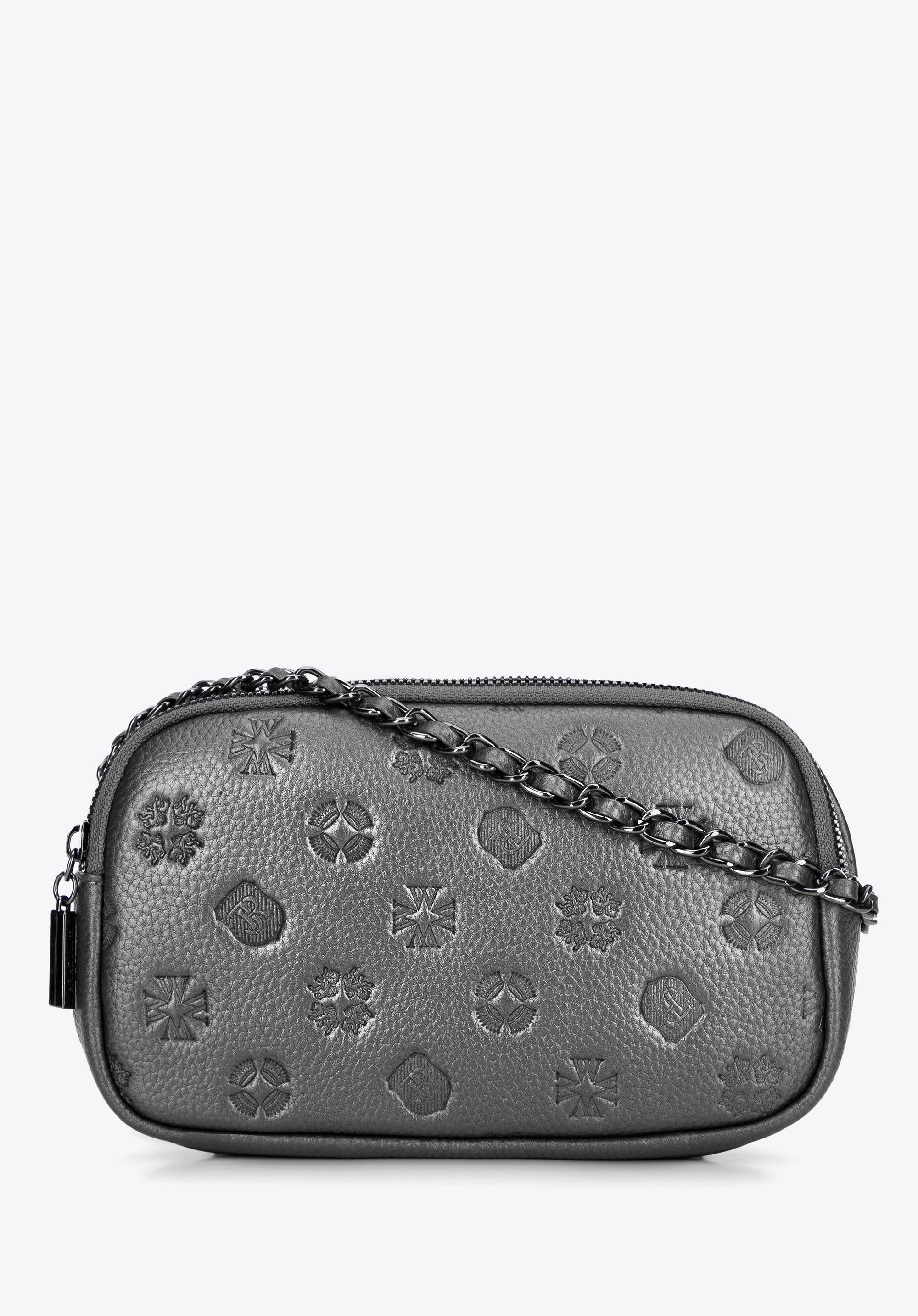 Damska crossbody ze skóry na łańcuszku srebrna