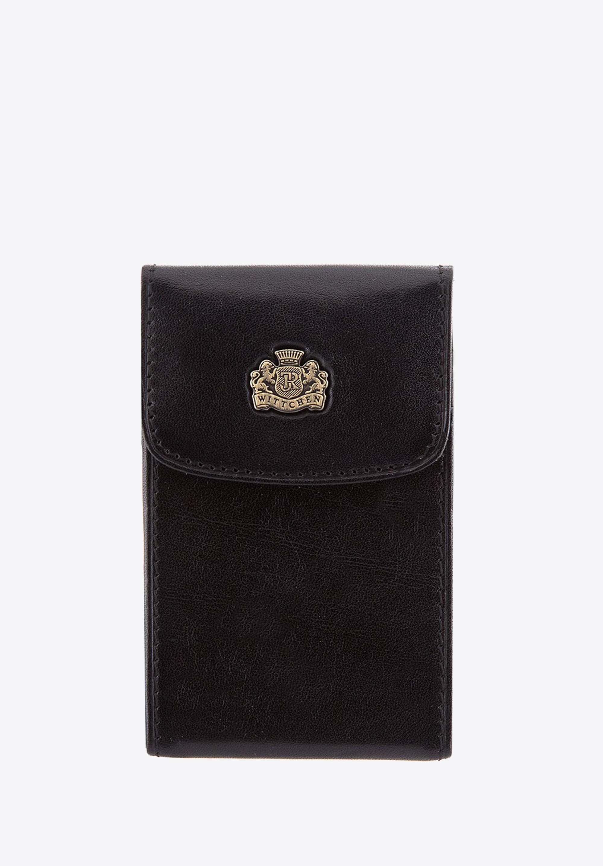 Etui na wizytówki ze skóry licowej czarne