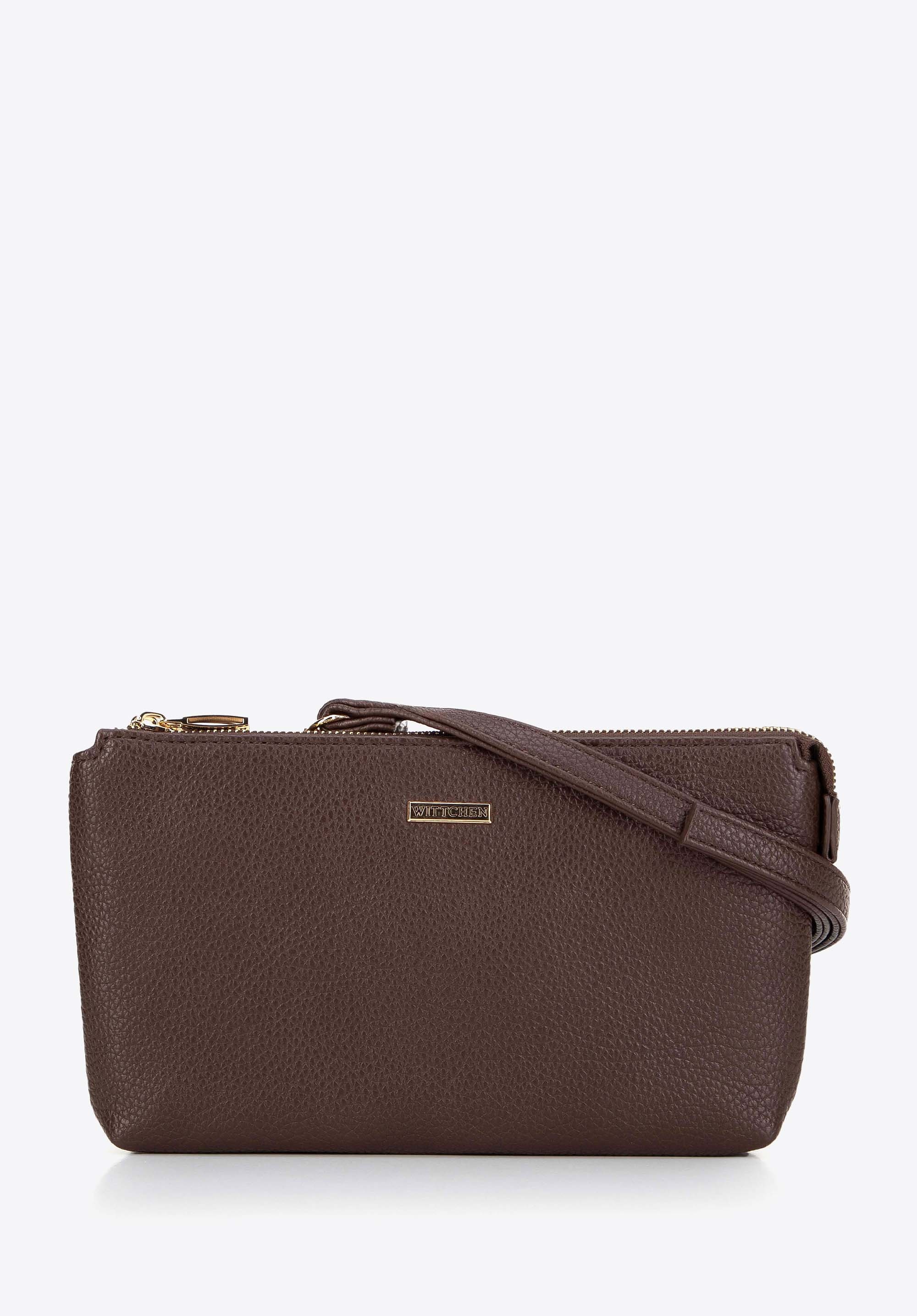 Crossbody z ekoskóry dwukomorowa brązowa