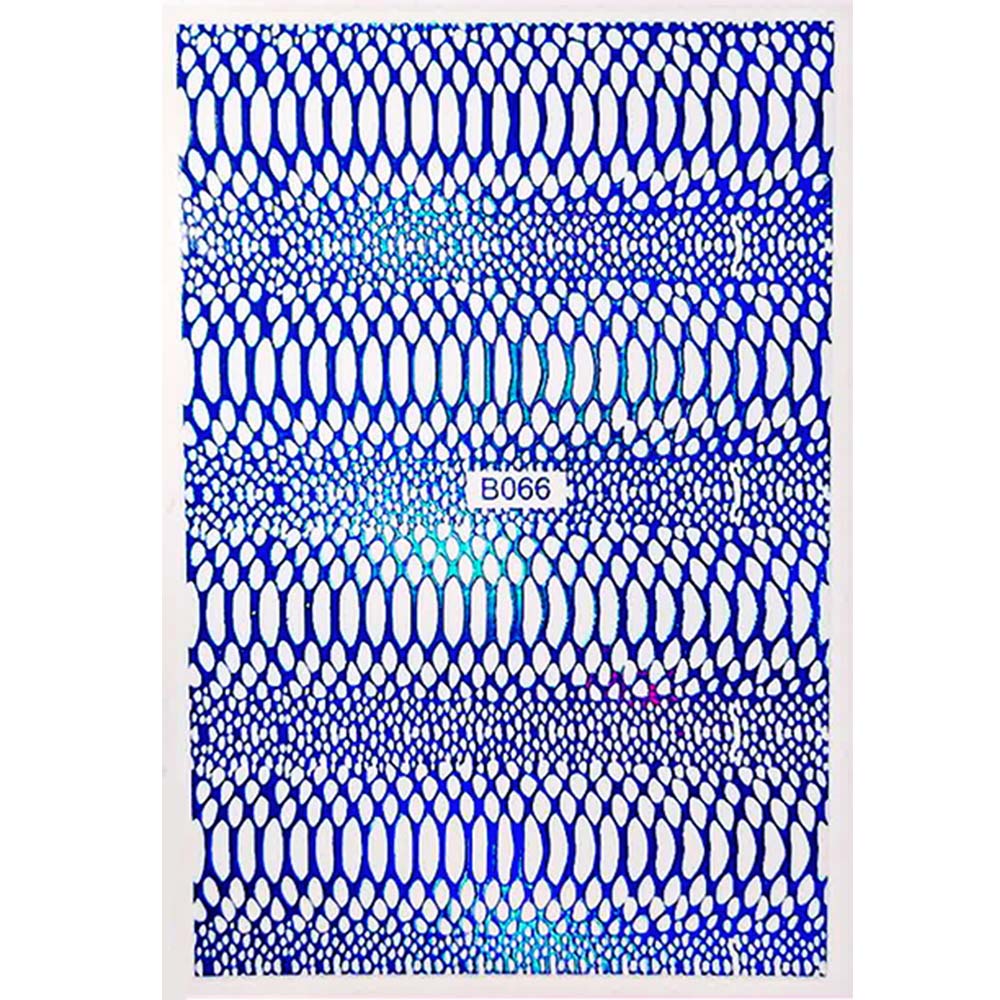 Naklejki do paznokci cienkie samoprzylepne opalizujące skóra węża Snake Skin B066 niebieskie