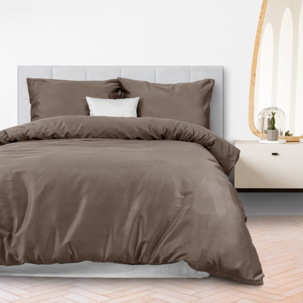 Pościel bawełniana 180x200 satyna kolor sepia