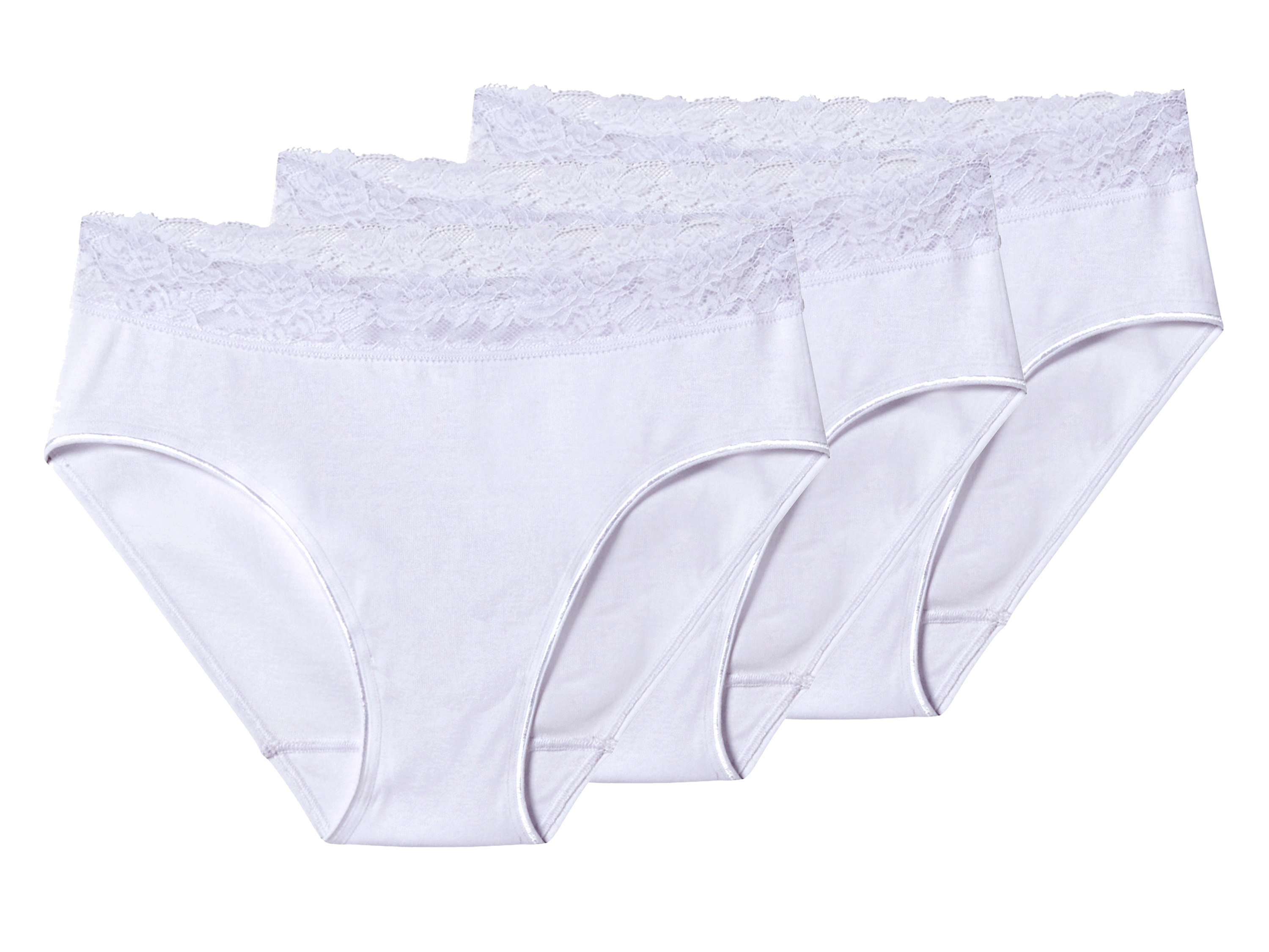 esmara Majtki figi damskie z bawełny, 3 pary Biały, L44/46