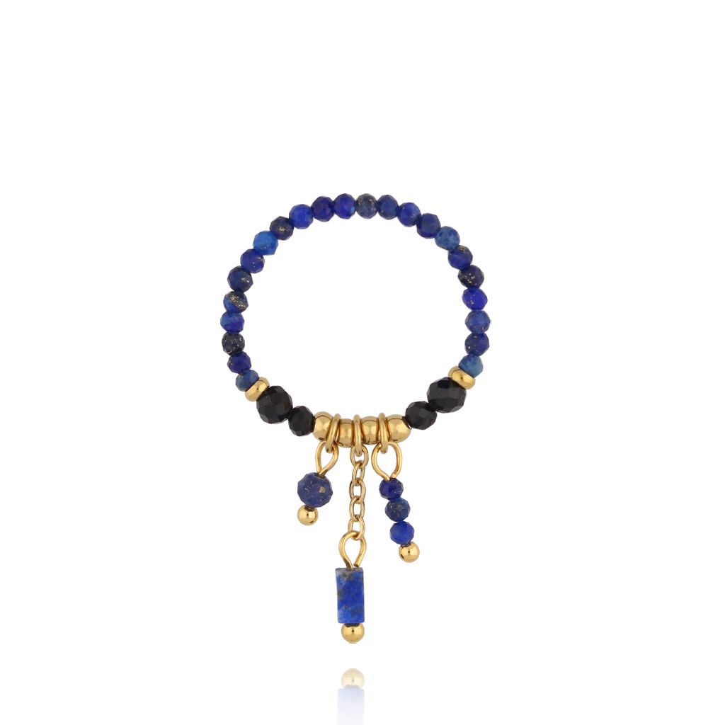 Pierścionek elastyczny z lapisami PTW0593