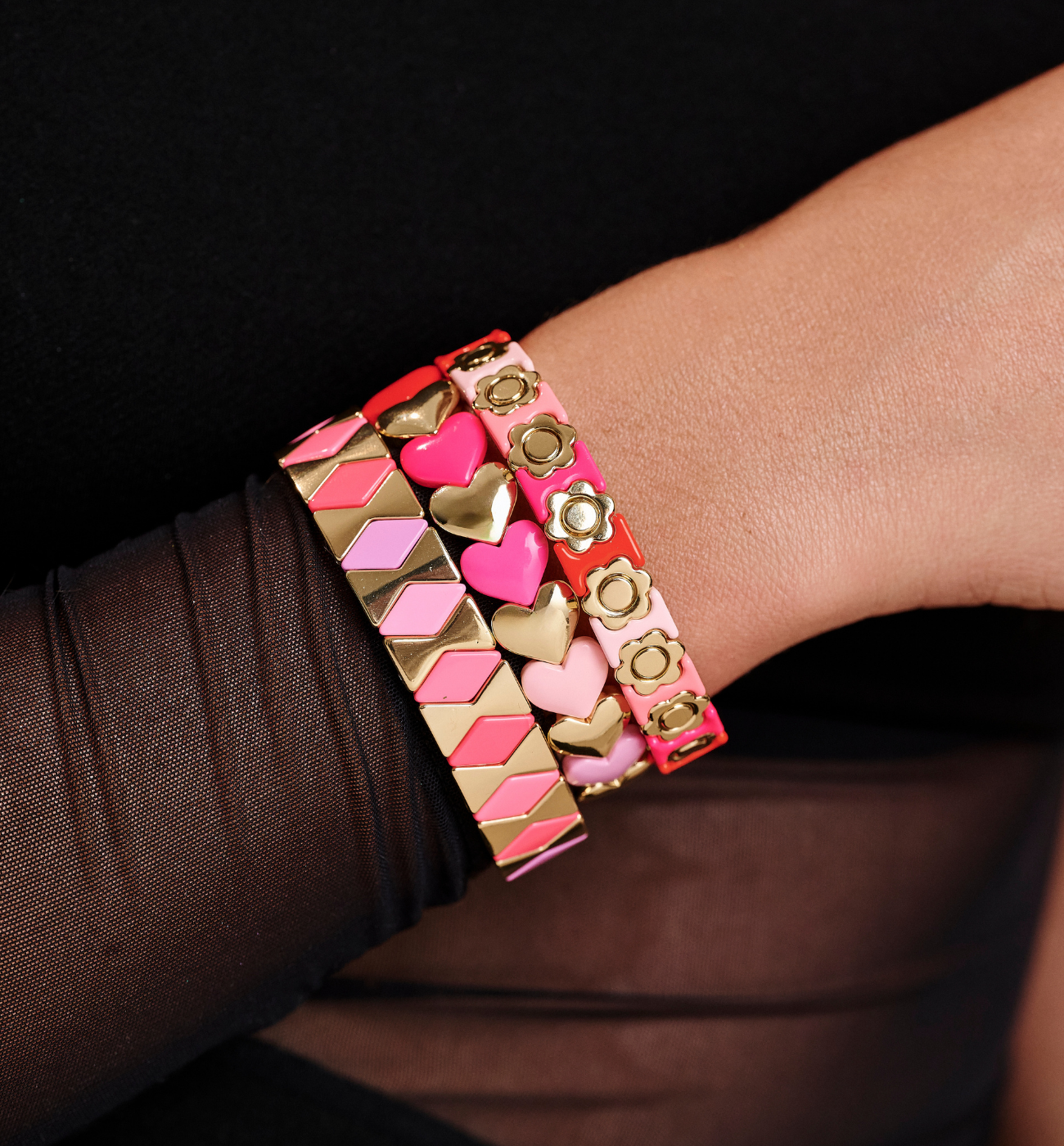 Zestaw bransoletek w różu i złocie ZN0090