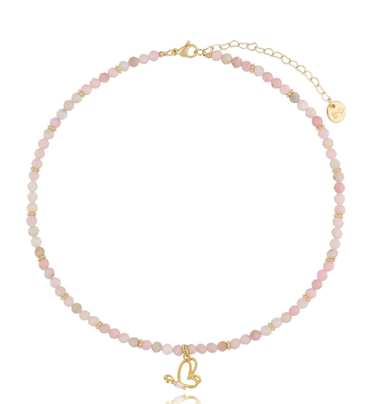 Naszyjnik z różowymi opalami i motylkiem Richmond NTW1156