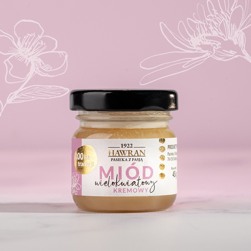 Miód wielokwiatowy kremowy 45g - Pasieka z Pasją Hawran