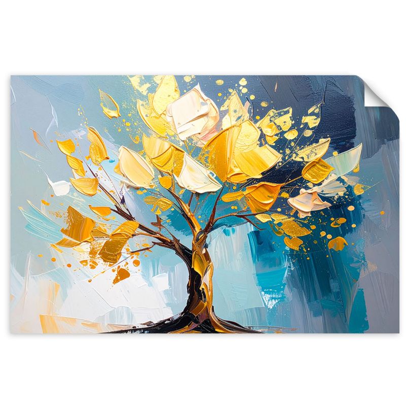 Naklejka samoprzylepna Feeby Krajobraz Złote Drzewo imitacja farby olejnej 150x100cm 1szt