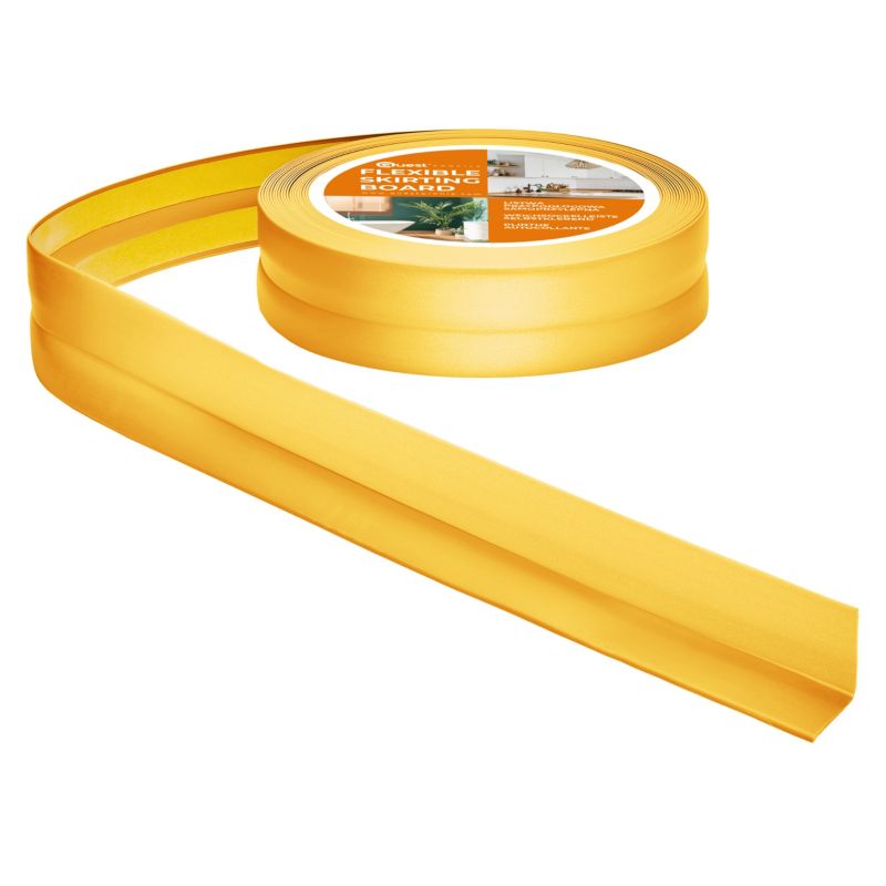 Listwa wykończeniowa QUEST PCV 18x18 mm, Samoprzylepna Elastyczna Miękka Taśma Dekoracyjna - złoty, 25m