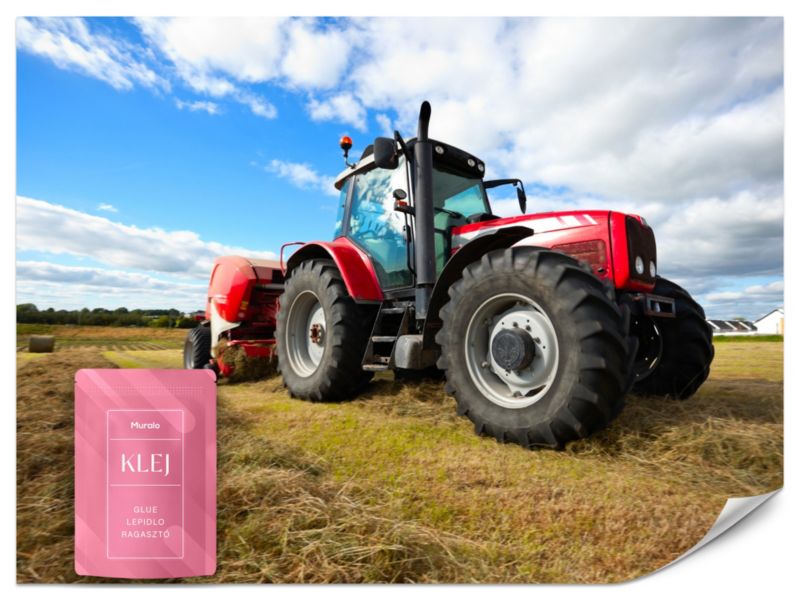 Fototapeta Muralo Czerwony Traktor Pole 250x175 cm 1szt.