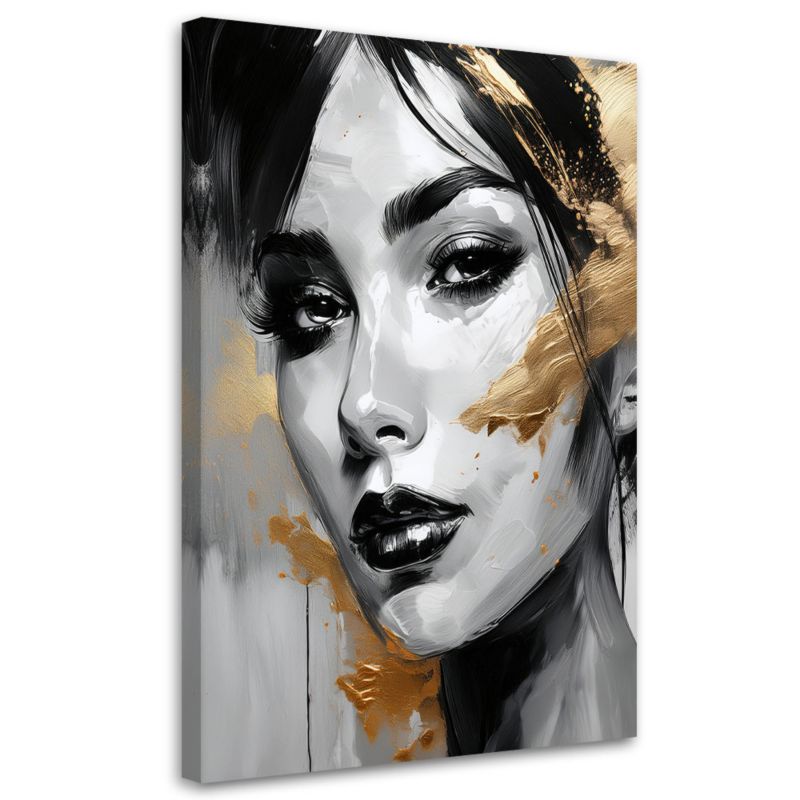 Obraz na płótnie Feeby Kobieta Portret Złote Akcenty 40x60cm 1szt