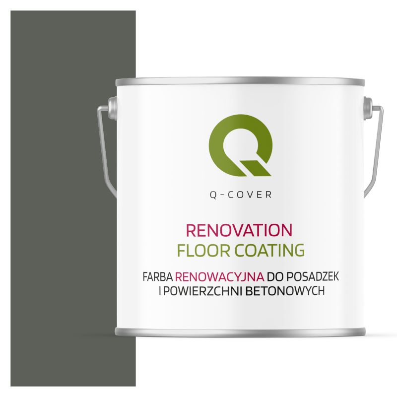 Farba Renowacyjna do Posadzek i Powierzchni Betonowych Q-Cover Szaro-Zielony RAL7009 Satyna 5L