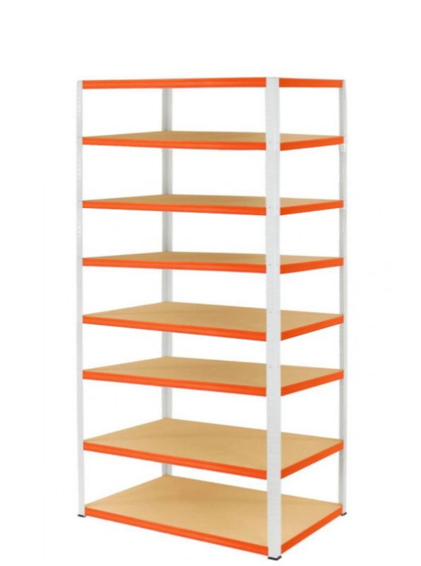 Regał metalowy MODO24 magazynowy biało-pomarańczowy helios 270x150x60cm 8 półek po 275 kg 1 szt.